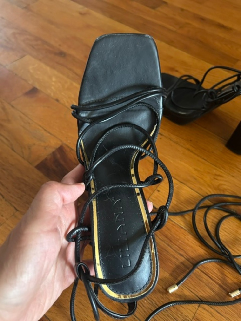 Liliana Black Lace-Up Platform Sandals